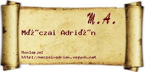 Máczai Adrián névjegykártya